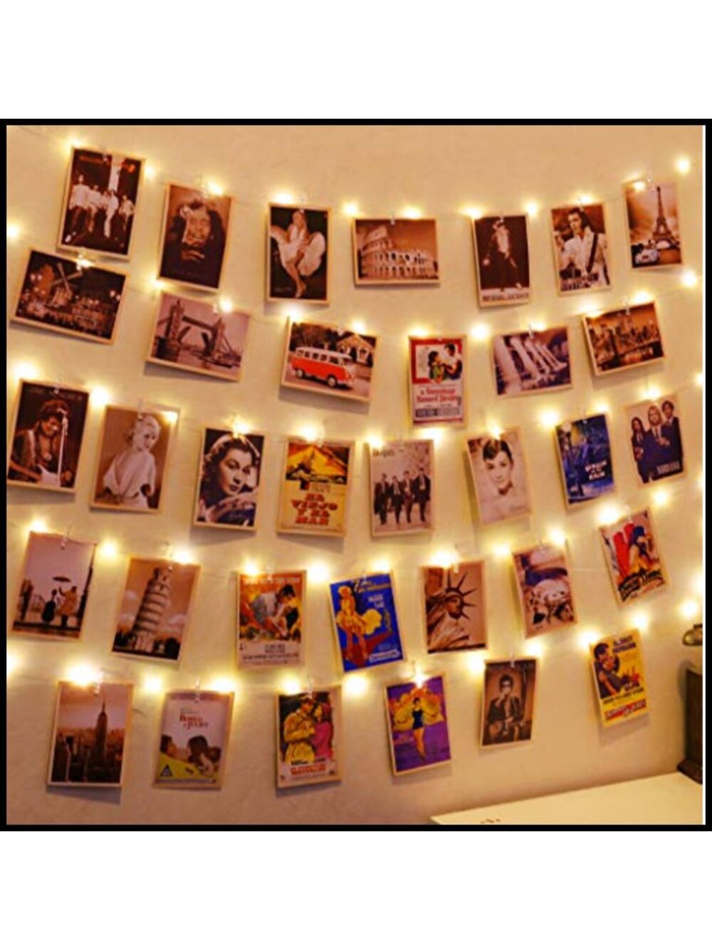 120 LED Photo Clip String Lights 40Ft USB Timer 8 Modes Copper Wire